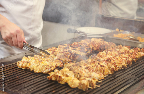 
meat and chicken dishes on the grill