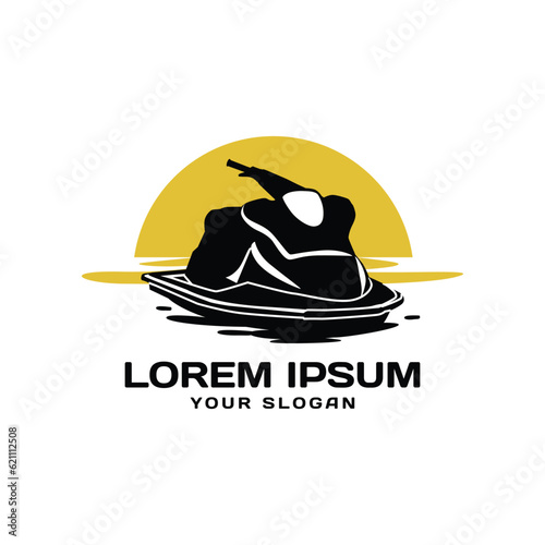 Jet ski sport silhouette logo design template
