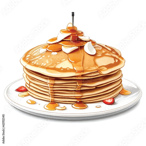 Pancake Food Color Illustration Vector