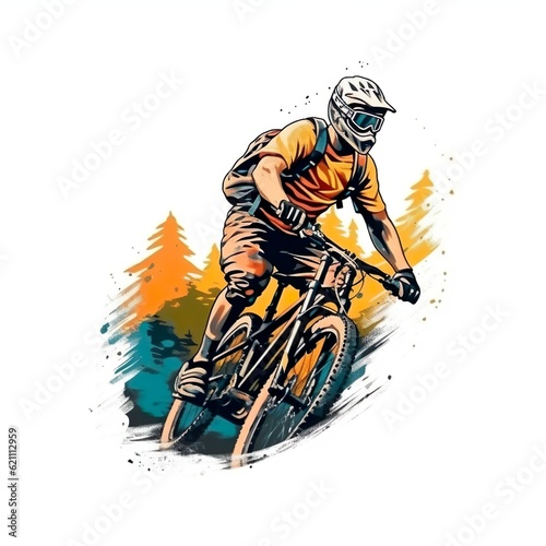 Mountin biking graphic design vector art generate ai