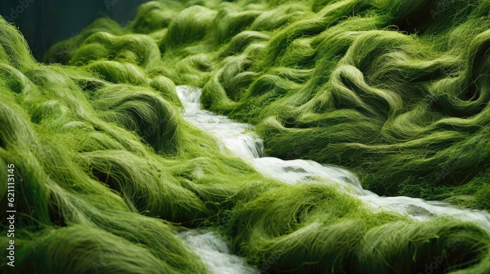 The delicate tendrils of moss grass sway gently in the breeze, resembling a verdant sea of tiny waves. Generative AI The delicate tendrils of moss grass sway gently in the breeze, resembling a verdant sea of tiny waves. Generative AI
