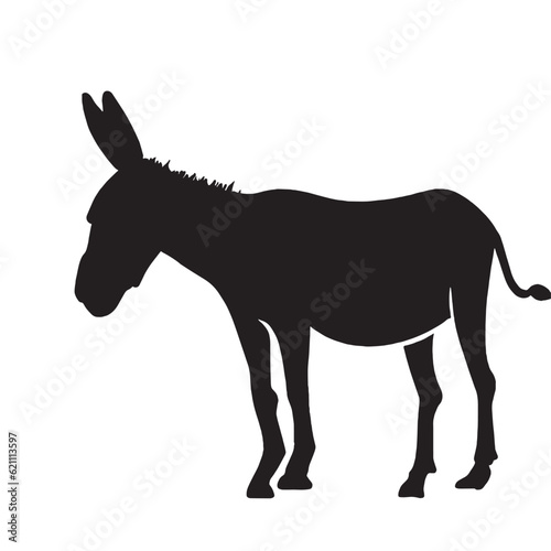 illustration Donkey silhouette on a whiteillustration Donkey silhouette on a white canvas canvas photo
