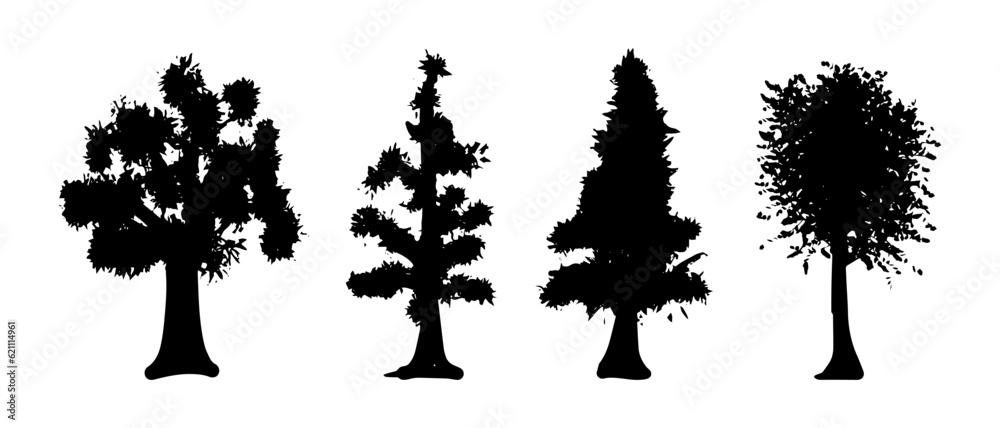 Fototapeta premium doodle set of hand drawn trees