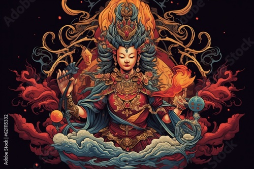 beautiful illustration of Buddha Manjushri, generative ai