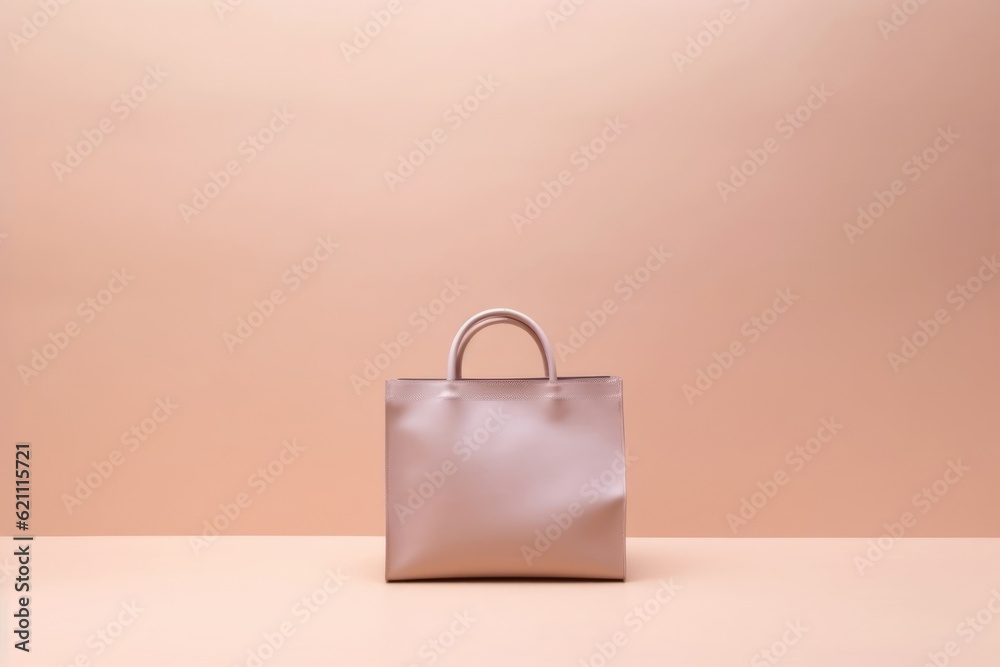 Minimalistic photo of a shopping bag in light colors. free place . AI generated Minimalistic photo of a shopping bag in light colors. free place . AI generated