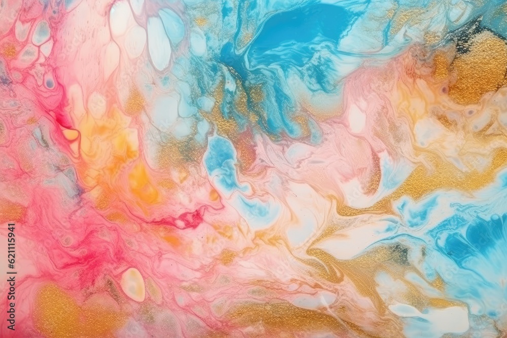 Painting in modern abstract art. Design using marbling. Use a fashionable design when printing wallpaper from websites and other media. Water that has been dyed with watercolors