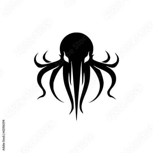 simple cthulhu monster black color logo vector illustration template design