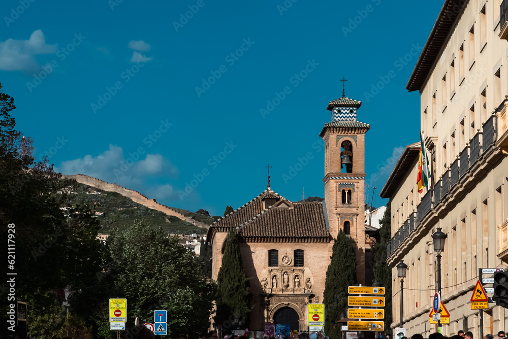 Granada,Spain. April 14, 2022: Parish Church of Saint Peter and Saint Paul.