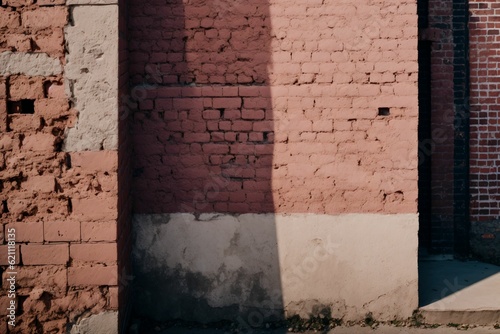 A pink ribbon painted on a derelict brick wall