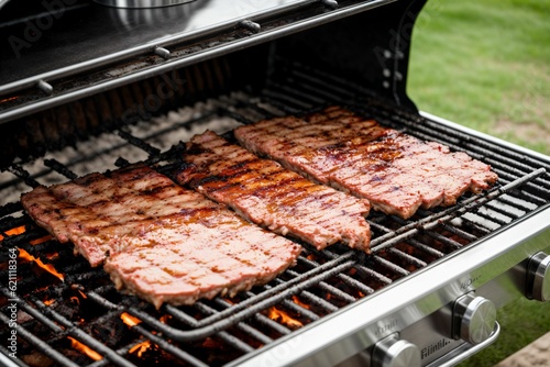 A single bbq grill waiting to sizzle under summer festivities