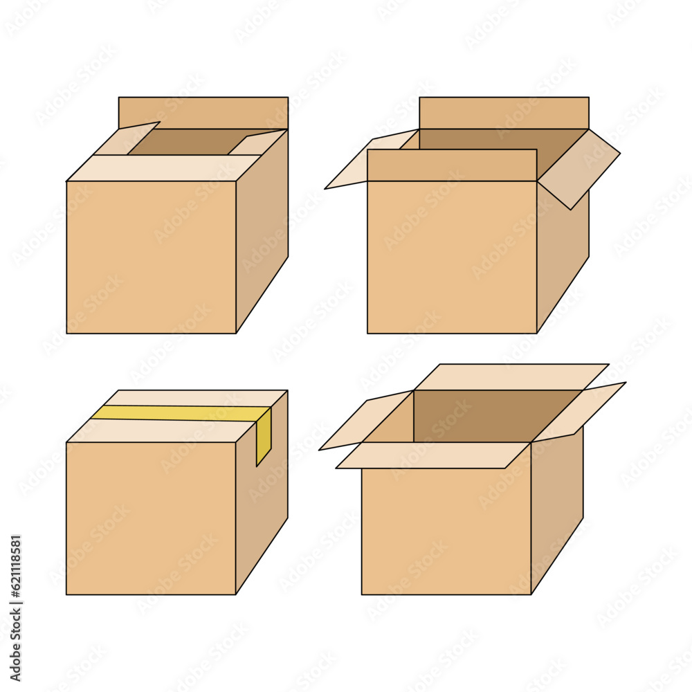 vector packing package and some form of cardboard or box when unsealed