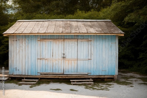 An old boat shed its paint faded from countless summer days