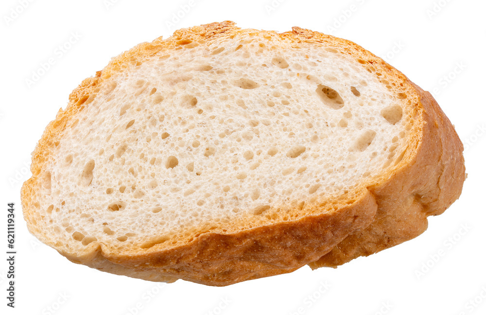 Slice of freshly baked baguette bread, Baguette bread isolated on white With png file.	
