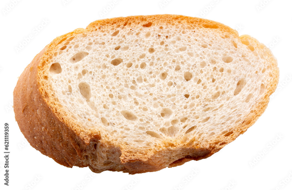 Slice of freshly baked baguette bread, Baguette bread isolated on white With png file.	