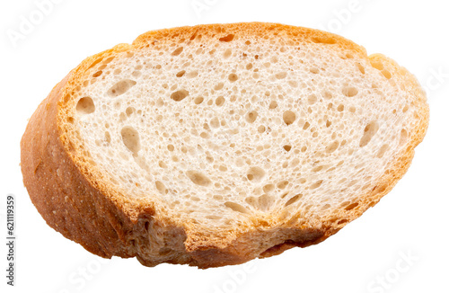 Slice of freshly baked baguette bread, Baguette bread isolated on white With png file. 