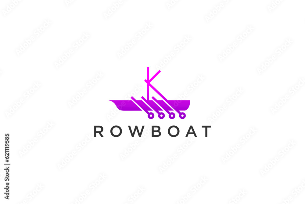 Rowboat K initial letter logo design paddle circuit technology icon symbol Rowboat K initial letter logo design paddle circuit technology icon symbol