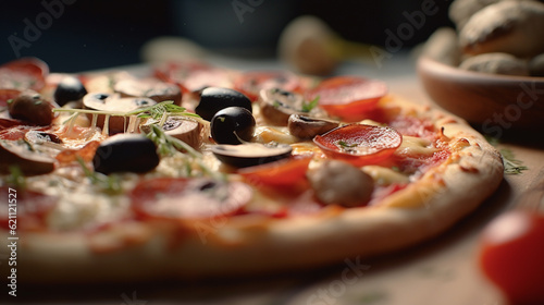 close up of pizza HD 8K wallpaper Stock Photographic Image