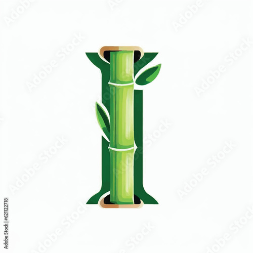 green bamboo letter I logo icon on a white background