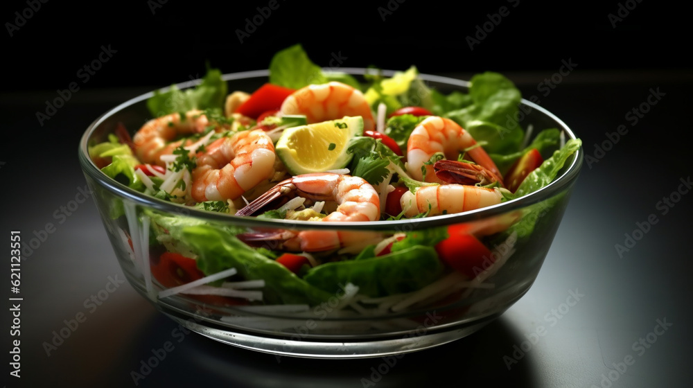 salad with shrimp and avocado  HD 8K wallpaper Stock Photographic Image