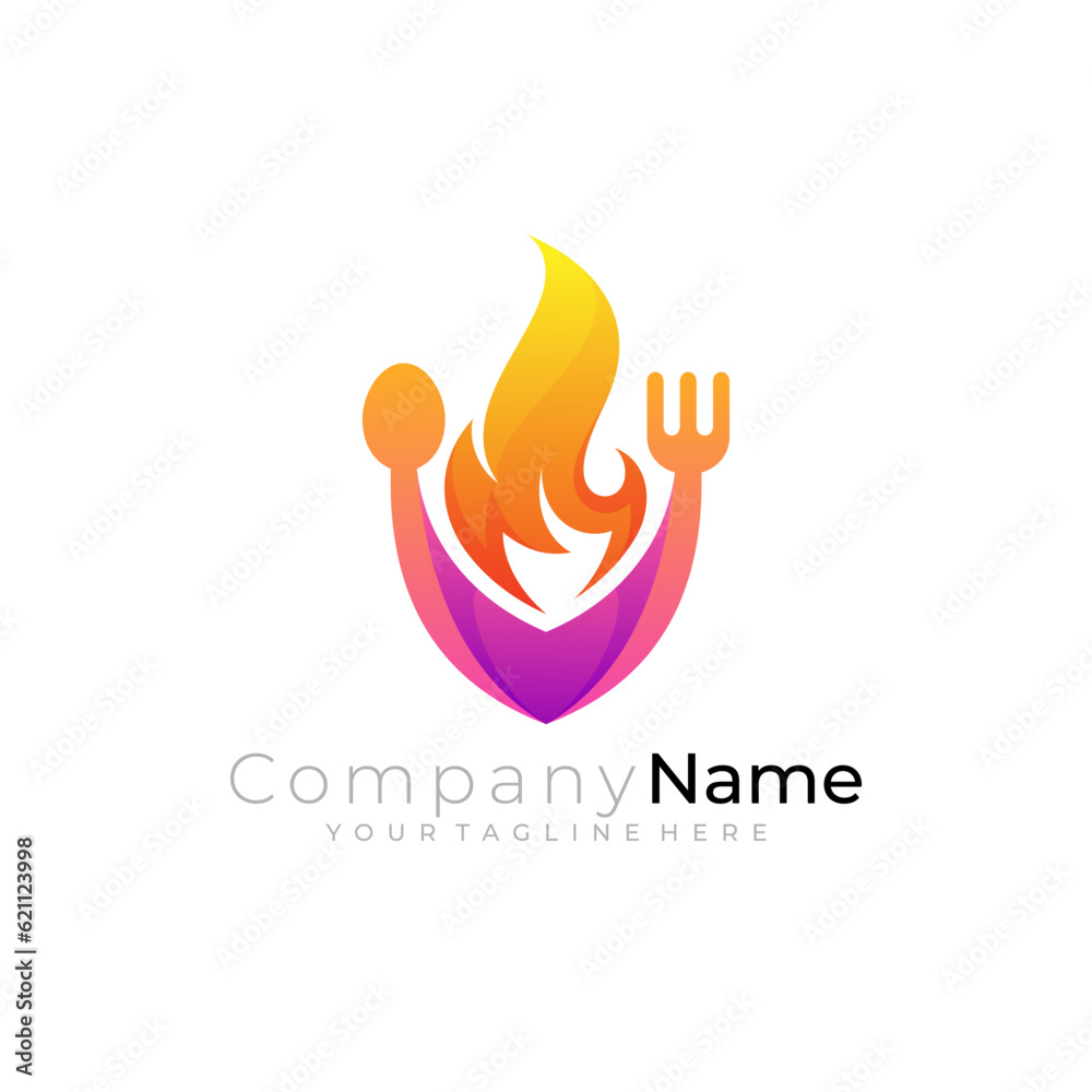 Food and restaurant logo template, Hot menu logos