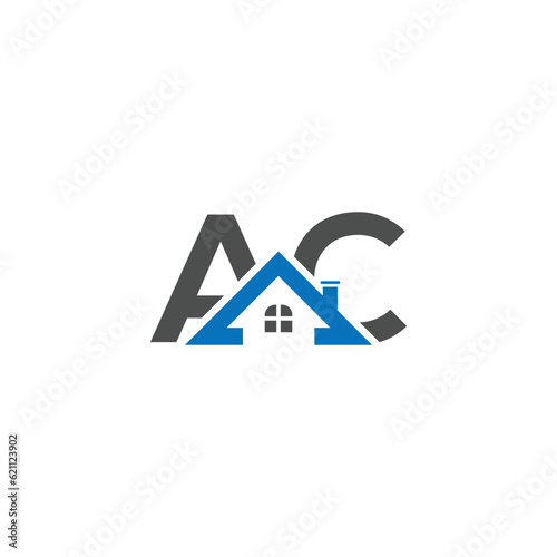 Initial letter ac Real Estate Letter ac Logo Design With a House Icon; 