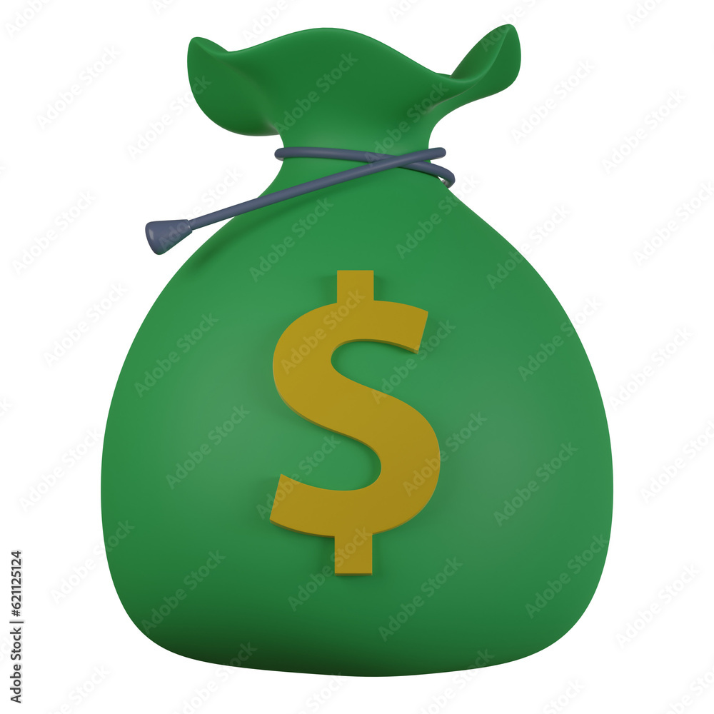 Money bags 3D render. Money bags 3D render.