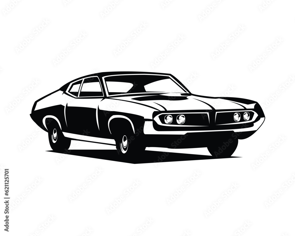 ford cobra torino car silhouette. appear from the side with an elegant style. premium vector design. isolated white background. Best for logo, badge, emblem, icon, sticker design. car industry.