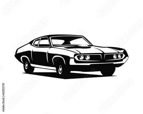ford cobra torino car silhouette. appear from the side with an elegant style. premium vector design. isolated white background. Best for logo, badge, emblem, icon, sticker design. car industry.