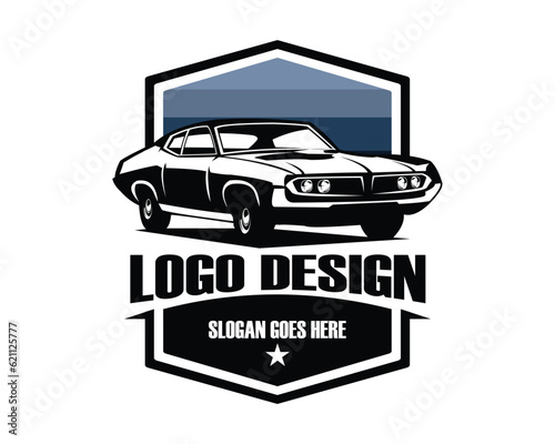 ford cobra torino car silhouette. appear from the side with an elegant style. premium vector design. isolated white background. Best for logo, badge, emblem, icon, sticker design. car industry.