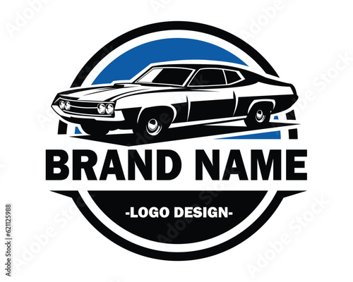 vector illustration of a ford torino cobra car silhouette. isolated white background view from side. Best for car industry  logo  badge  emblem  icon  design sticker  shirt.