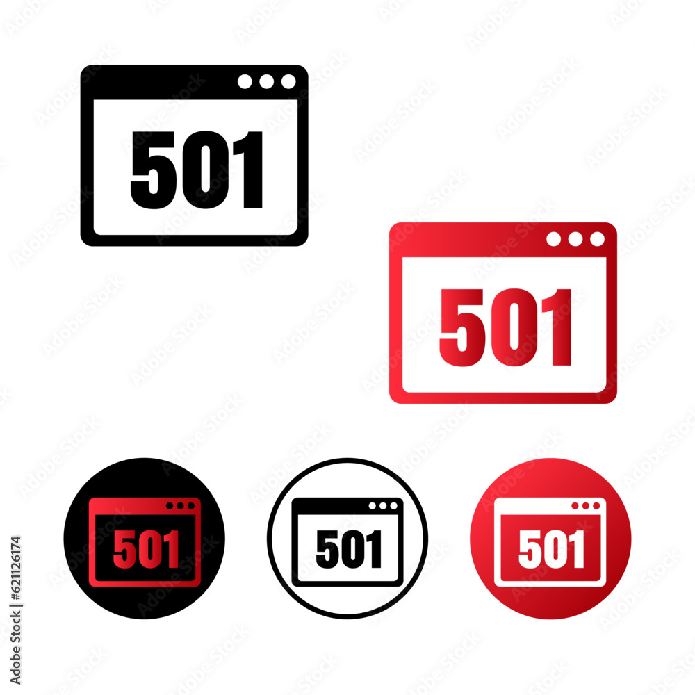 Browser Error 501 Icon Illustration Browser Error 501 Icon Illustration