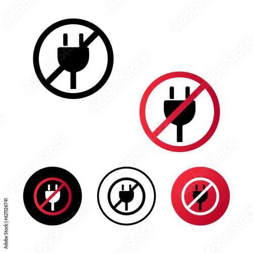 Abstract No Electric Plug Icon Illustration