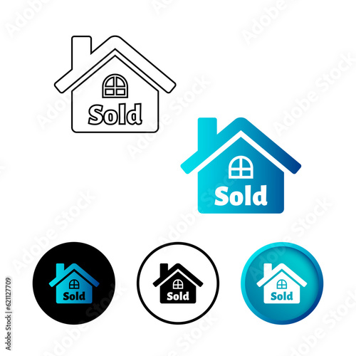 Abstract Home Sold Icon Illustration