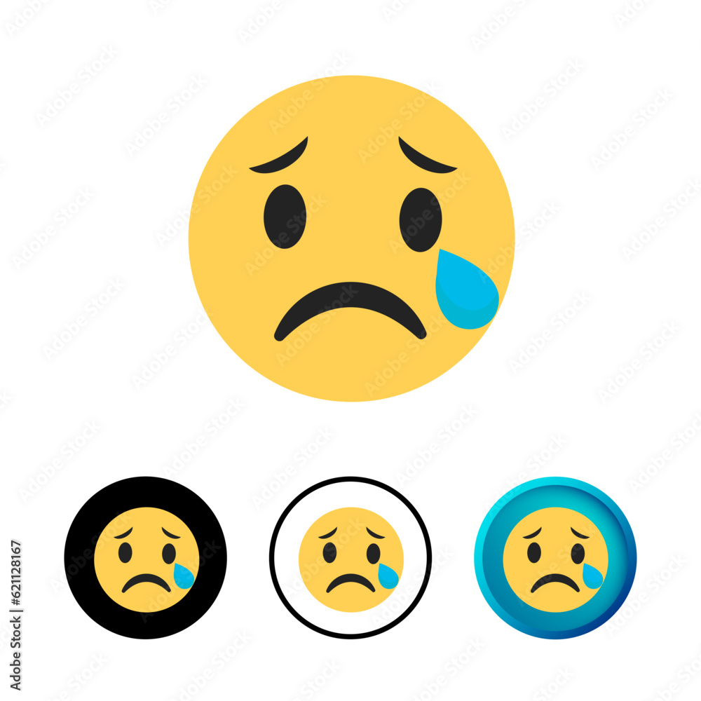 Fototapeta premium Abstract Sad Face With Tear Icon Illustration