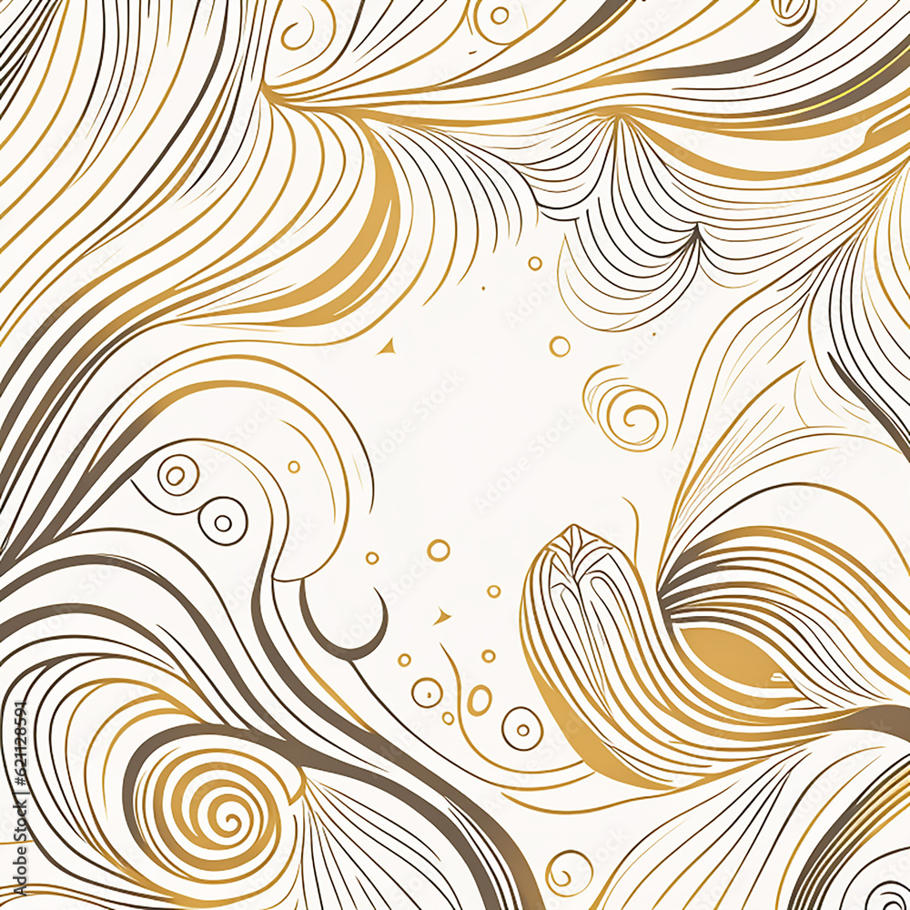 Fototapeta premium Luxury gold Line arts background. Golden mountains art deco isolated. Luxury wallpaper. AI generator