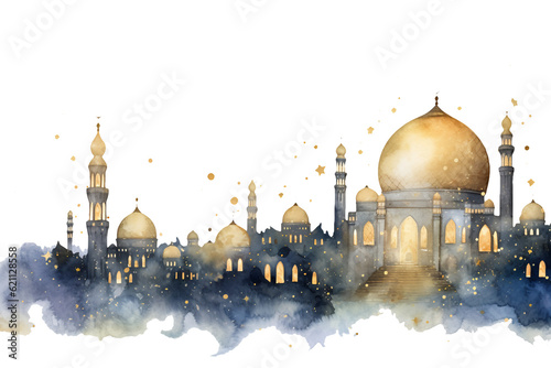 The symbol of Islam Eid mosque with transparent background, Generative Ai