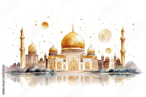 The symbol of Islam Eid mosque with transparent background, Generative Ai
