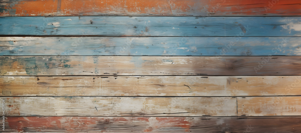 Naklejka premium Painted wooden planks surface texture background, wooden slatted pattern