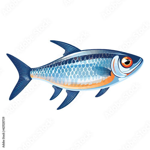 Delicate Aquatic Charm: Whimsical 2D Illustration of a Blue Neon Tetra Fish