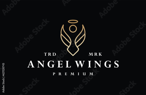 Angel wings logo vector icon illustration hipster vintage retro .