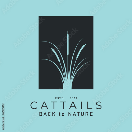 cattails icon silhouette logo vector design art.