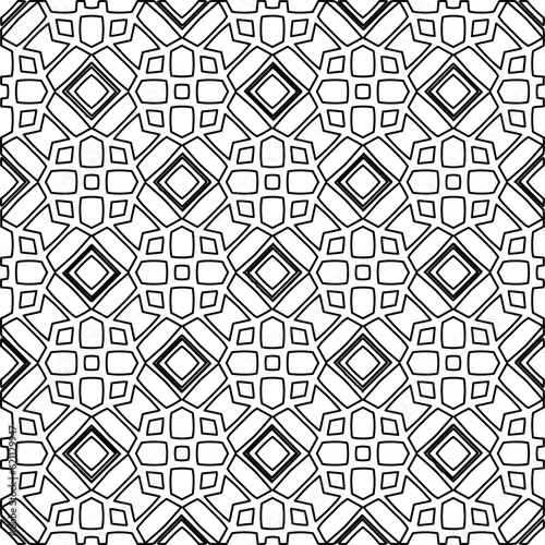  Monochrome ornamental texture with smooth linear shapes, zigzag lines, lace pattern. Abstract geometric black and white pattern for web page, textures, card, poster, fabric, textile.