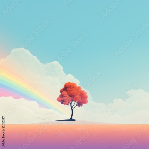 Rainbow minimalist landscape.