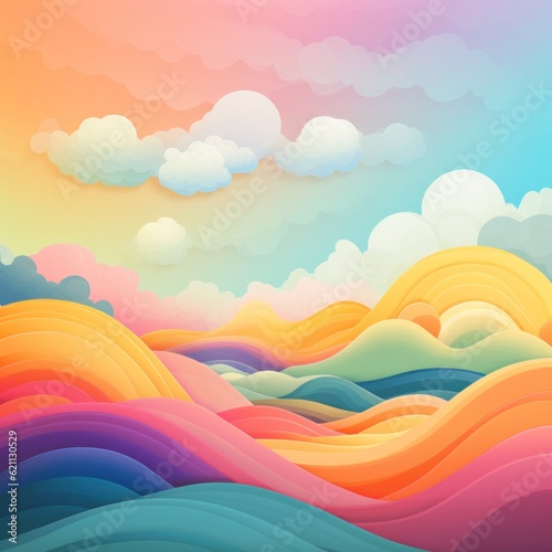 Rainbow minimalist landscape. © fitpinkcat84