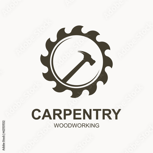 Vintage wood carpentry logo vector