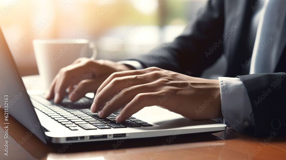 person typing on a laptop, generative ai person typing on a laptop, generative ai