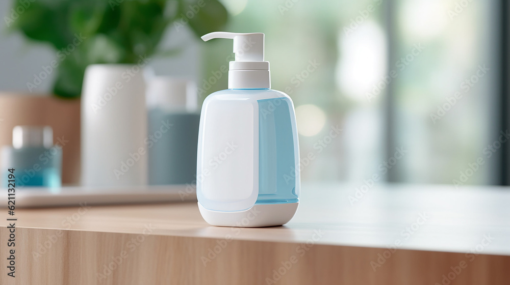 A bottle of hand sanitizer gel, its clear and germ-fighting formula promising cleanliness, hygiene and safeguarding against germs. Generative AI A bottle of hand sanitizer gel, its clear and germ-fighting formula promising cleanliness, hygiene and safeguarding against germs. Generative AI