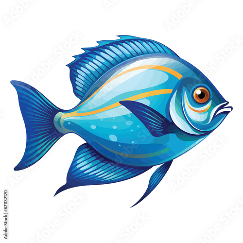 Majestic Underwater Creature: Detailed 2D Illustration of a Fish Blue Tang