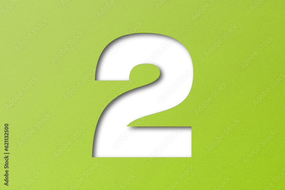 number cut paper 2 green isolated on transparent background number cut paper 2 green isolated on transparent background