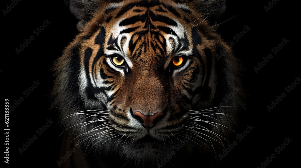 Close-up Tiger face, generative ai